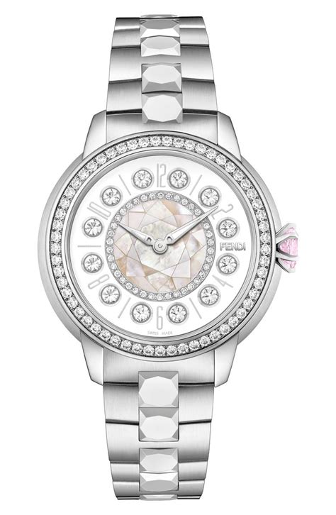 fendi ishine diamond bezel rotating bracelet watch 42 mm|fendi watches for sale.